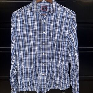Untuckit Shirt Men's S Montecarlo Blue Plaid Nylon Dress Casual LS Stretch